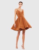 Brown Low Back A-Line Party Dress