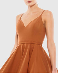 Brown Low Back A-Line Party Dress