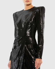 Black Sequined Structured Faux Blazer Mini Dress
