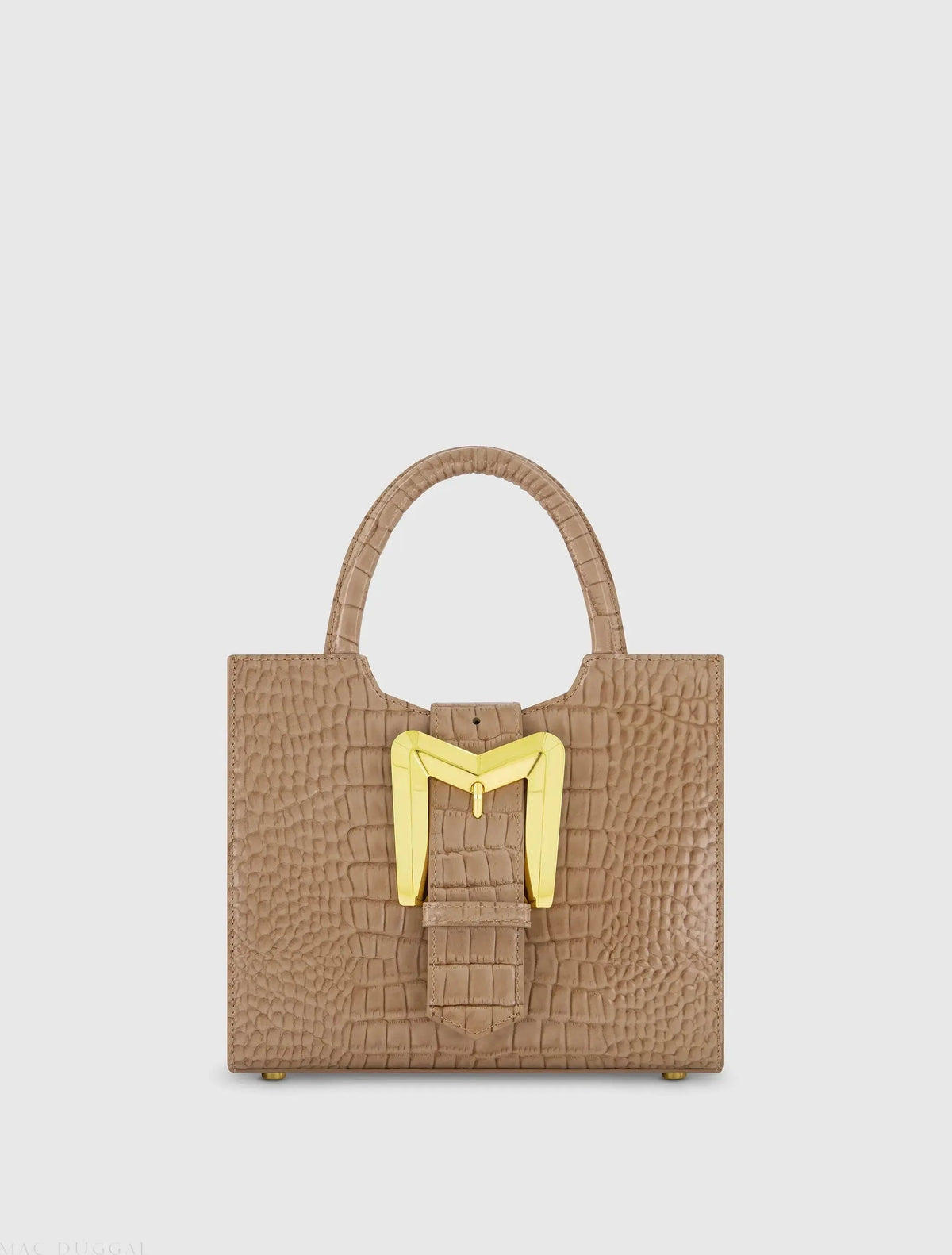 Brown Crocodile Leather Tote Bag With Gold Buckle - FINAL SALE