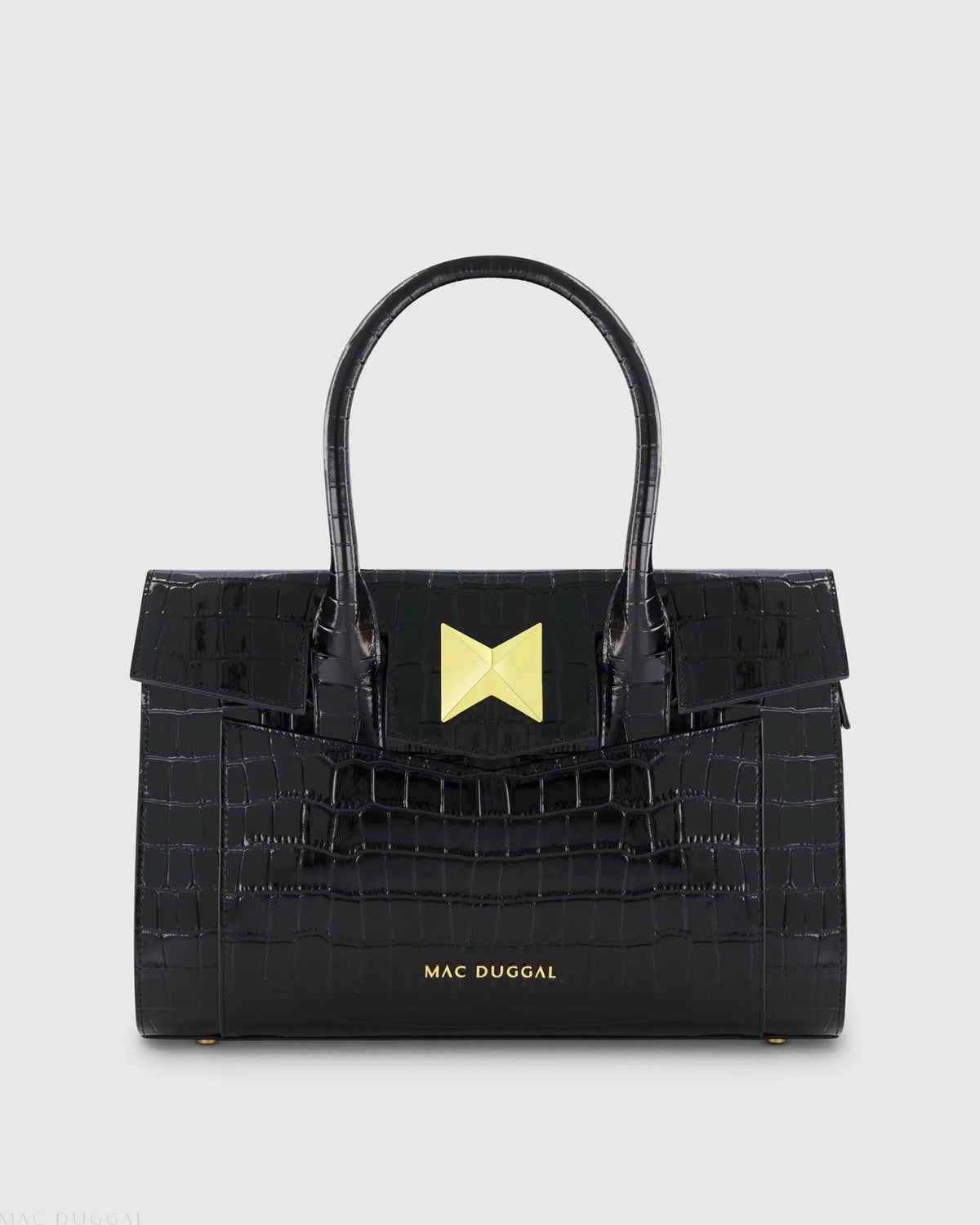 Crocodile Leather Tote Bag With Gold Hardware