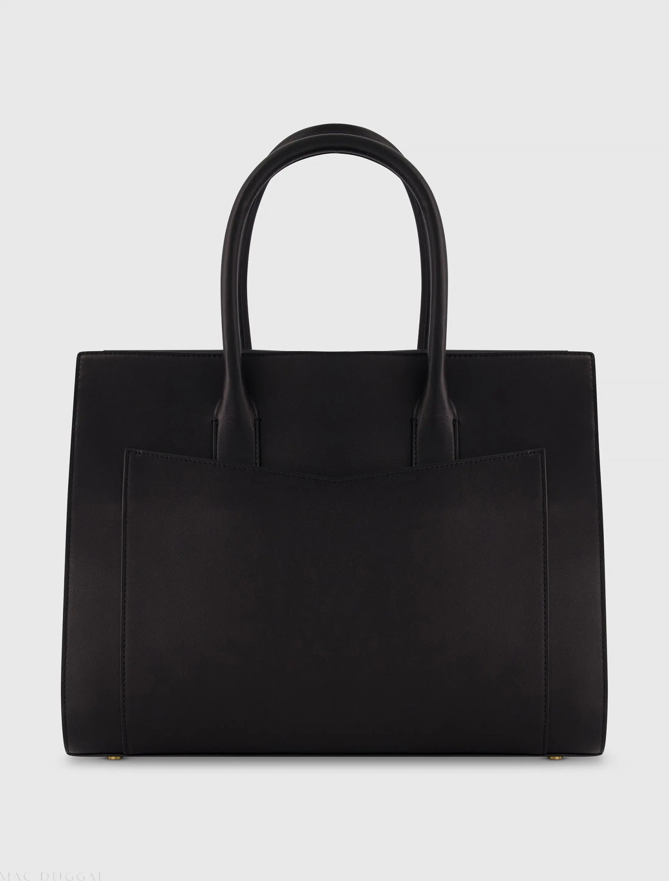 Black Large Leather Briefcase Bag With Gold Hardware