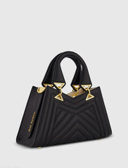 Black Quilted Napa Leather Angular Handbag